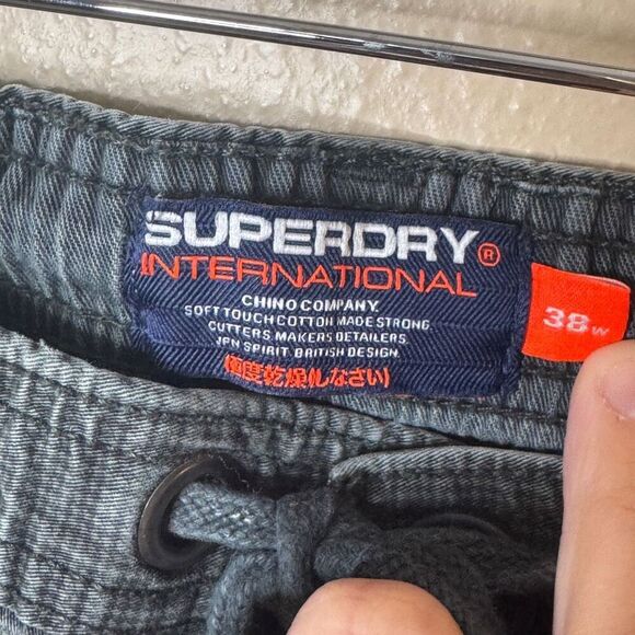 Superdry Shorts Men's 38 Gray Chino Pockets Outdoors Elastic Waist Drawstring - Picture 6 of 9